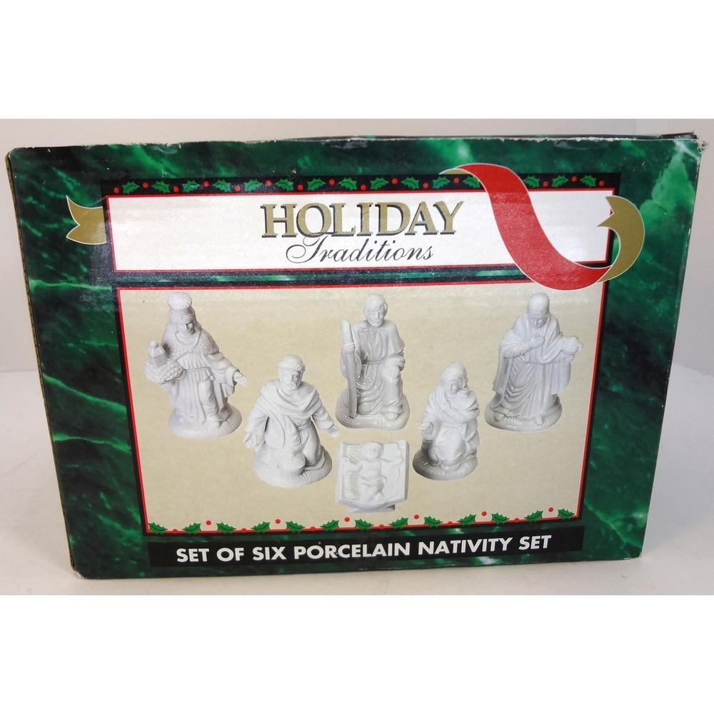 Holiday Traditions Set of Six Porcelain Nativity ‎ Wise Men Mary Joseph Jesus